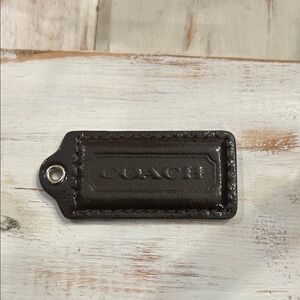 Coach Leather Bag Tag in Dark Brown